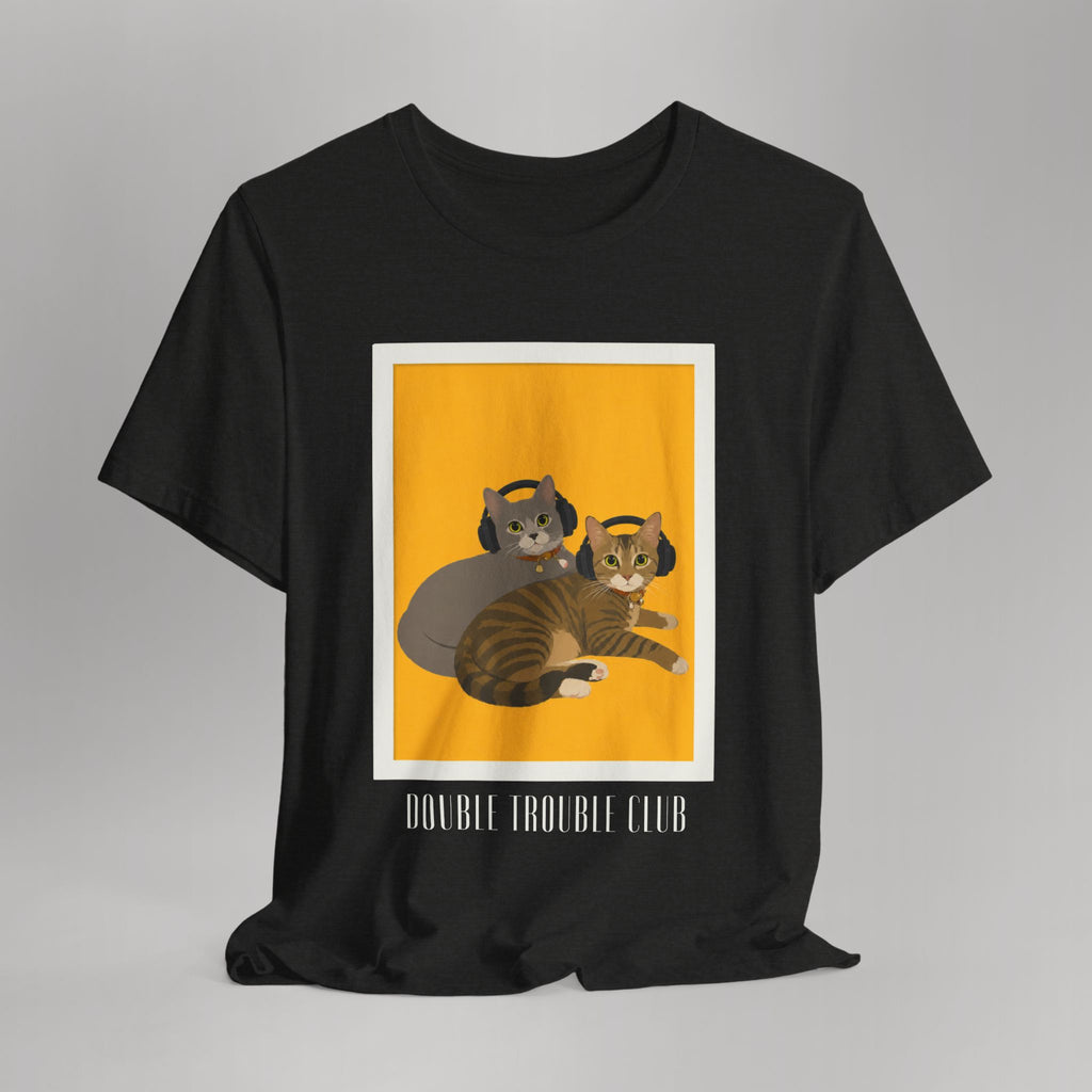 Double Trouble Club – Meonji & Chorong Two Cats with Headphones Graphic Tee
