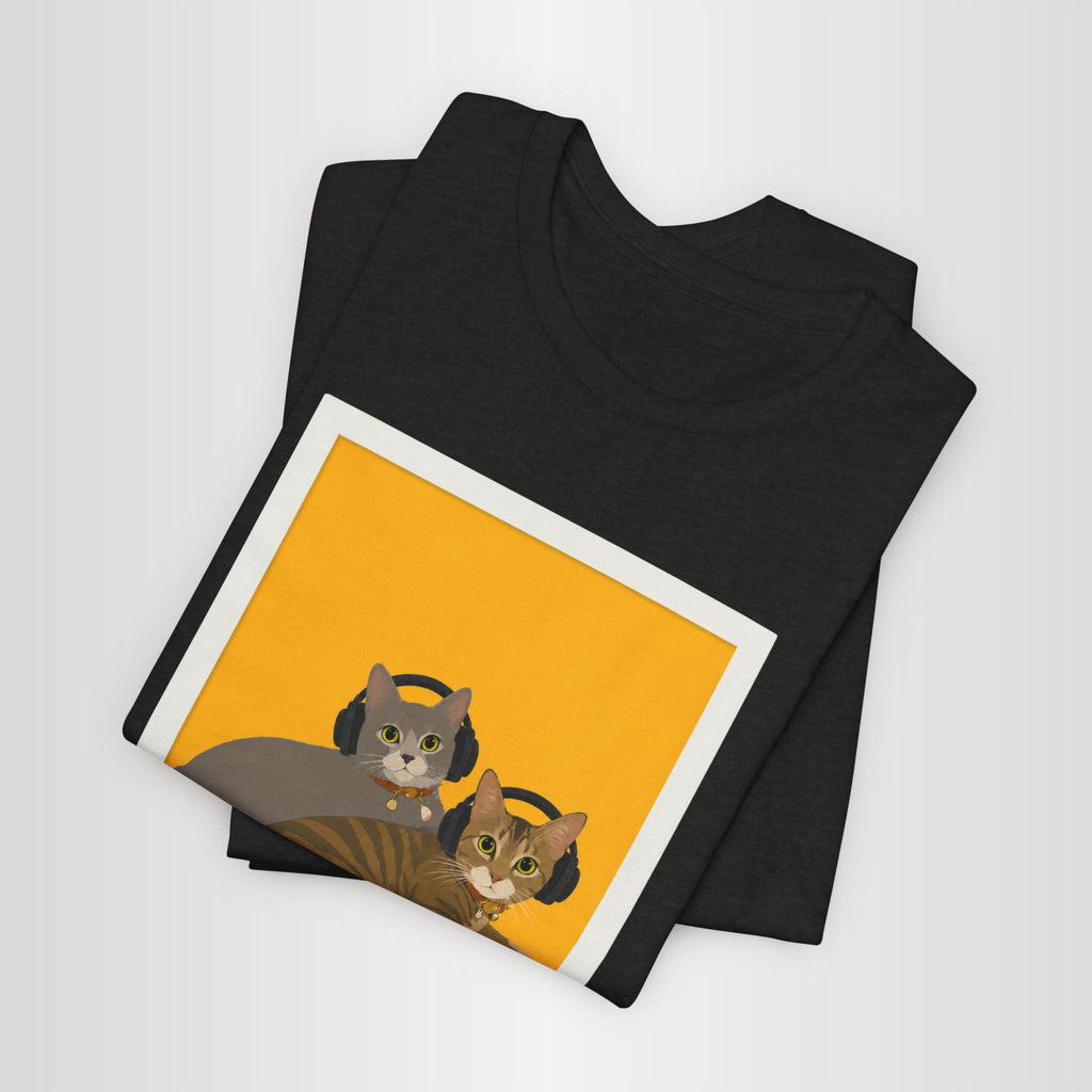 Double Trouble Club – Meonji & Chorong Two Cats with Headphones Graphic Tee