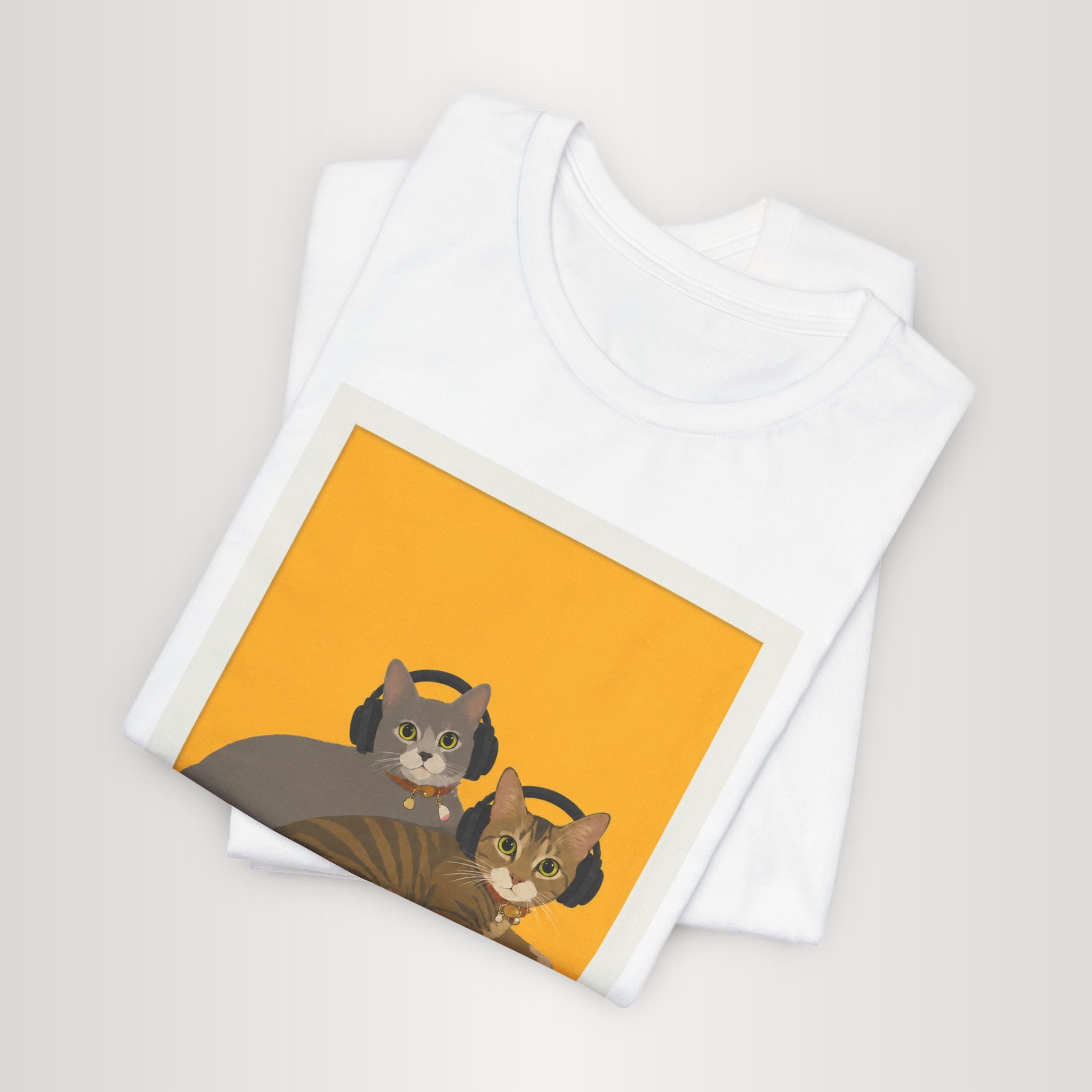 Double Trouble Club – Meonji & Chorong Two Cats with Headphones Graphic Tee