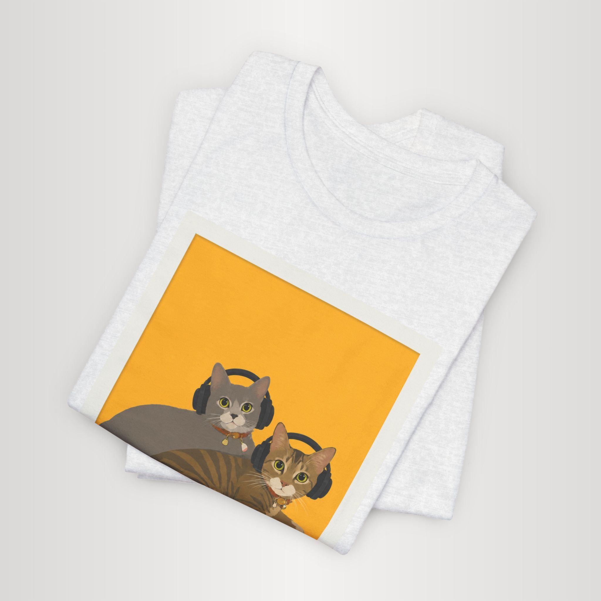 Double Trouble Club – Meonji & Chorong Two Cats with Headphones Graphic Tee
