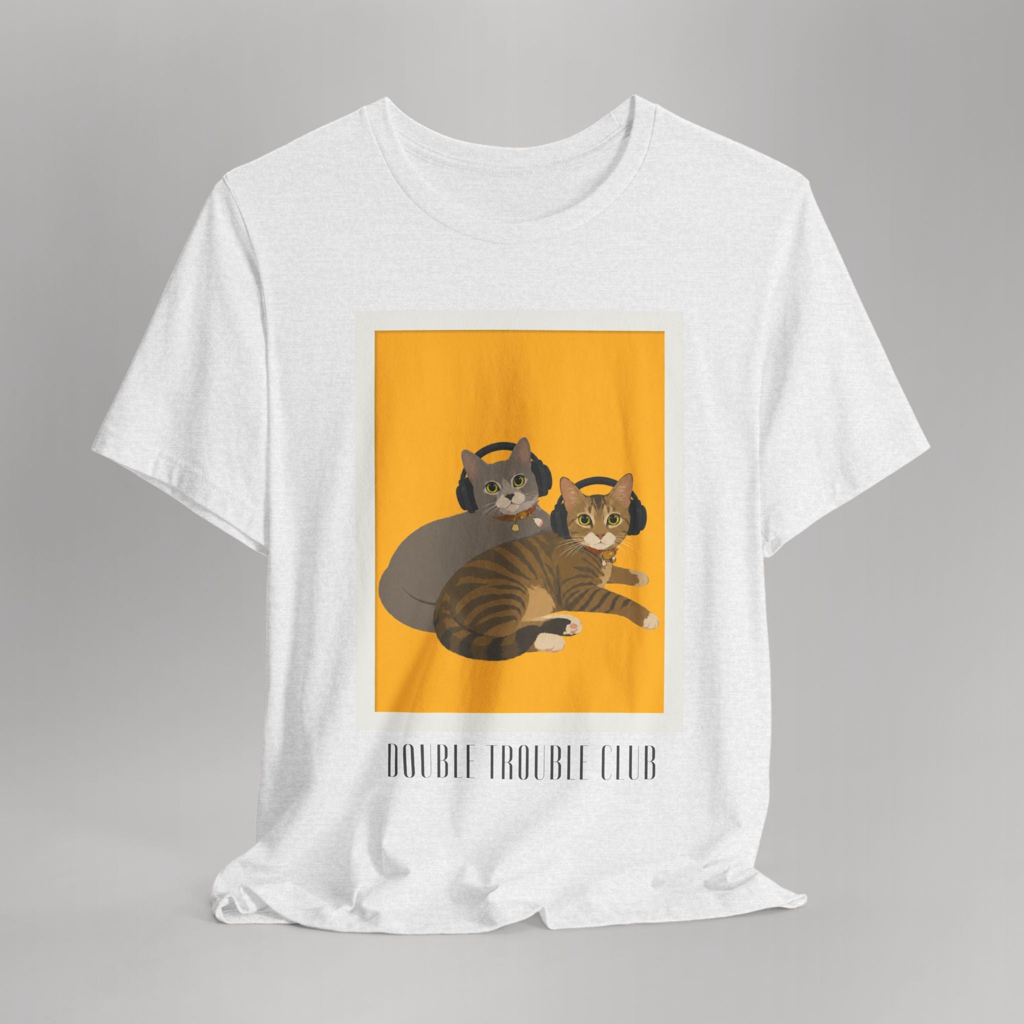 Double Trouble Club – Meonji & Chorong Two Cats with Headphones Graphic Tee