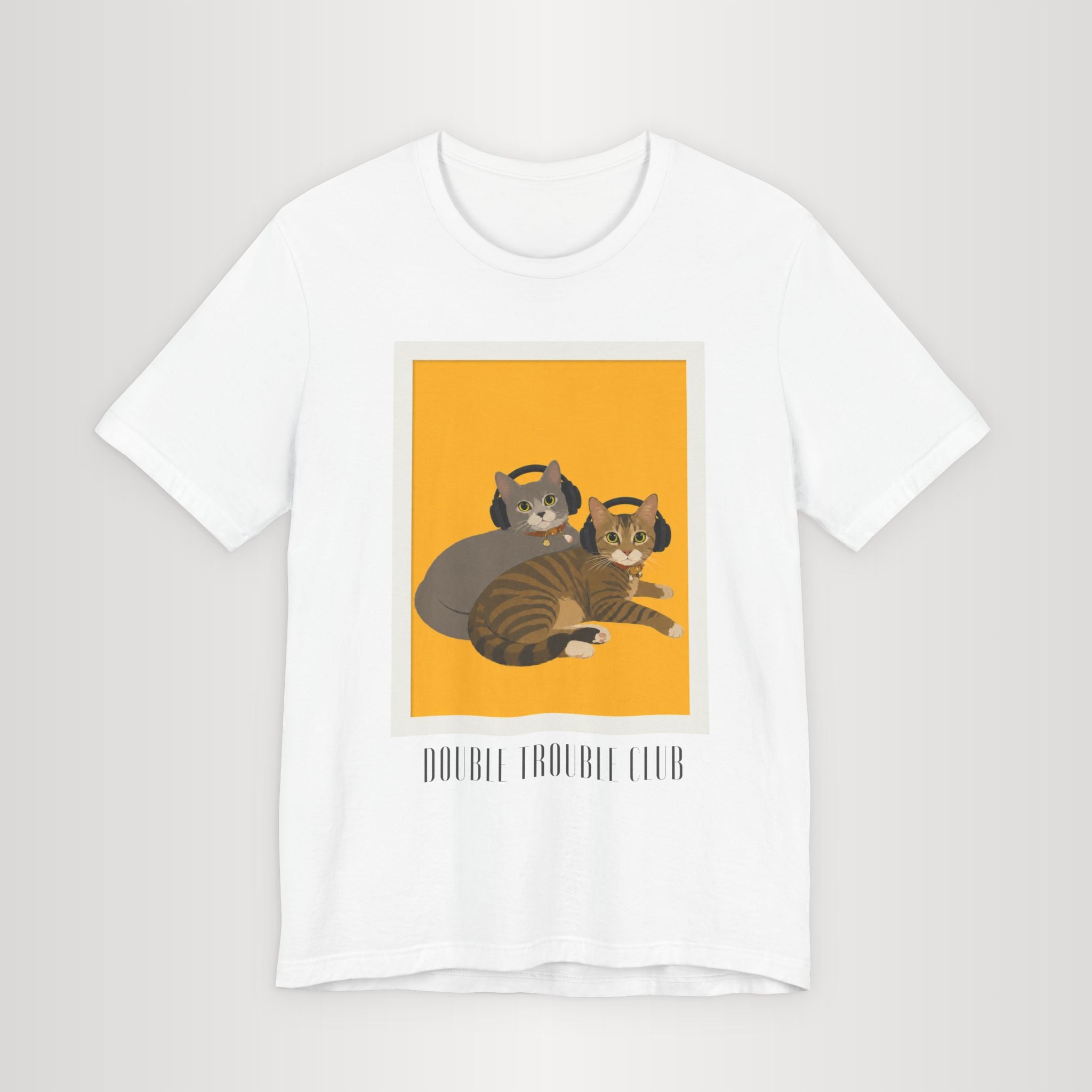 Double Trouble Club – Meonji & Chorong Two Cats with Headphones Graphic Tee