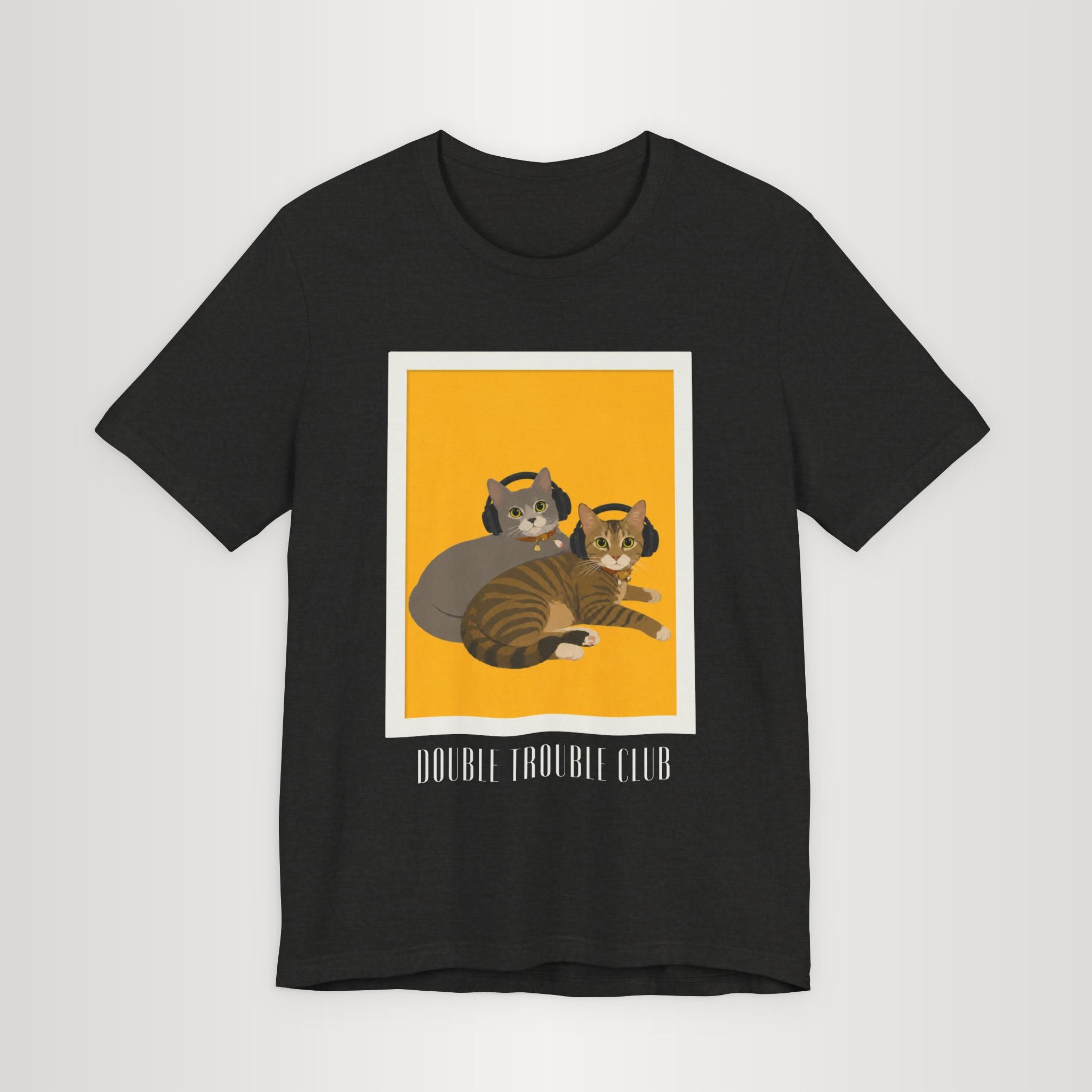 Double Trouble Club – Meonji & Chorong Two Cats with Headphones Graphic Tee